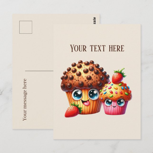 Cartão Postal Um biscoito de chocolate bonito adiciona mensagem (Frente/Verso)