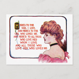 Cartão Postal Um brinde à garota que amo