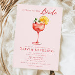 Cartão Postal Um brinde ao Chá de panela rosa e vermelho da noiv<br><div class="desc">Um brinde à noiva com convites de chá de panela temáticos. Personalize o convite com seus detalhes para torná-lo seu!</div>