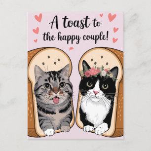 Cartão Postal Um Brinde Ao Feliz Casal Gato De Casamento Engraça