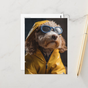 Cartão Postal Um Cachorro Bonito numa Casaca Amarela