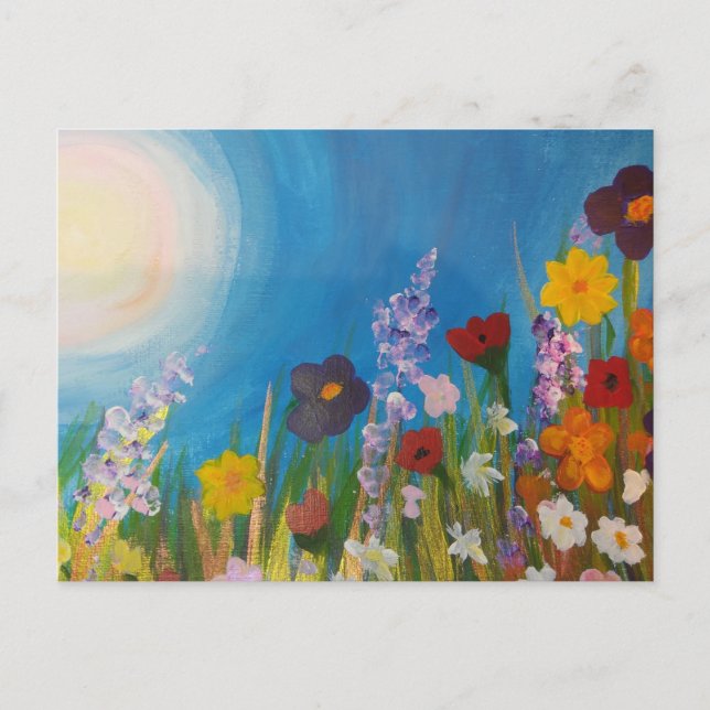 Cartão Postal Um campo de flores silvestres (Frente)