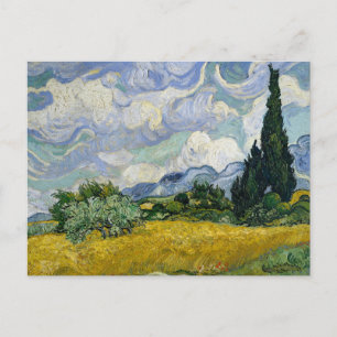 Cartão Postal Um campo de rodas com Cypress Van Gogh