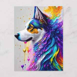 Cartão Postal Um cão muito colorido