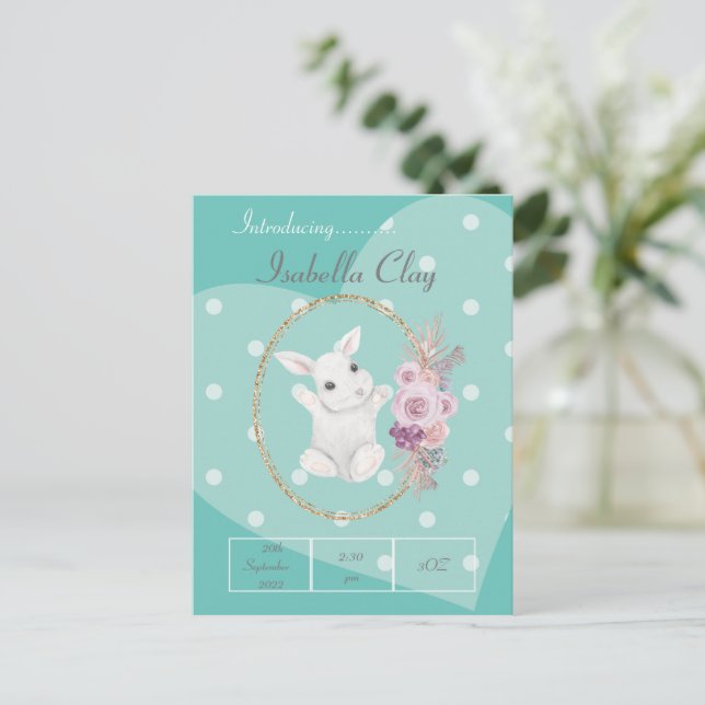 CARTÃO POSTAL UM CARTÃO-POSTAL PERSONALIZADO DE ANÚNCIO DE NASCI (Em pé/Frente)