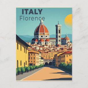 Cartão Postal Um Cartaz de Viagem Clássico Nostálgico – Florença