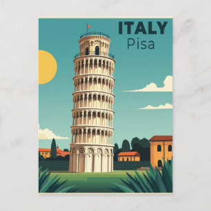 Cartão Postal Um Cartaz de Viagem Clássico Nostálgico – Pisa Itá