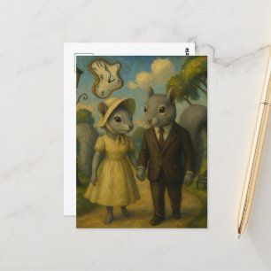 Cartão Postal Um Casal de esquilo de Cinza surreal