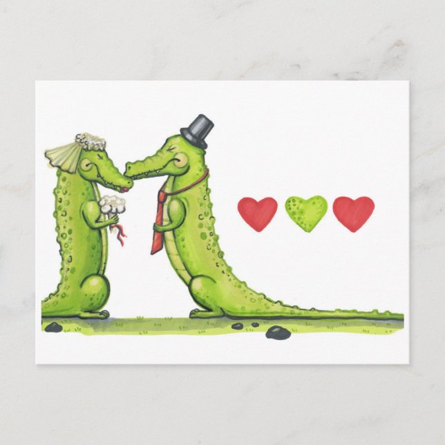 Cartão Postal Um casamento de crocodilo. (Frente)