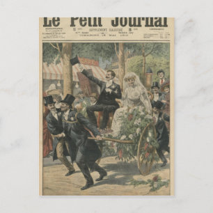 Cartão Postal Um casamento numa carroça de mão