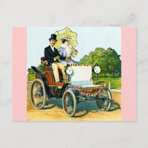 Cartão Postal Um cavalheiro e sua dama vão dar um passeio - Vint