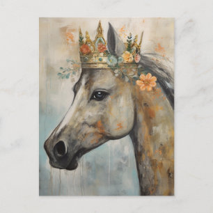 Cartão Postal Um cavalo com uma coroa floral