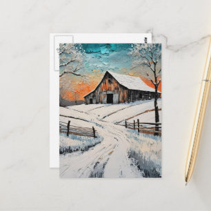Cartão Postal Um celeiro de inverno