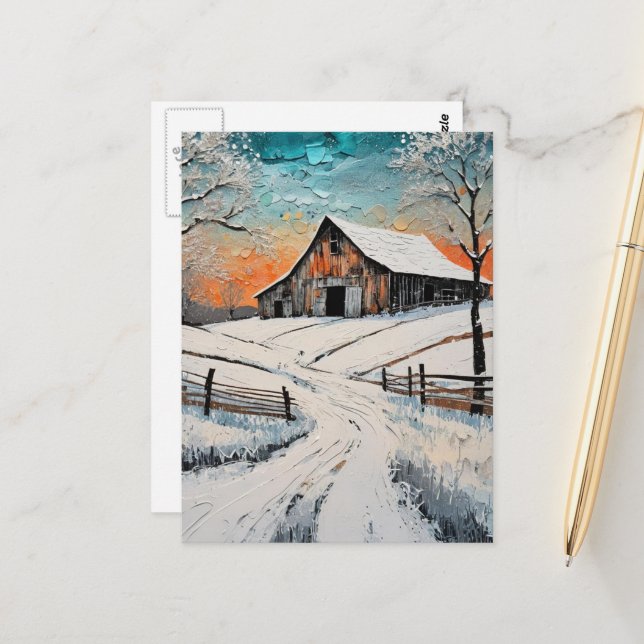 Cartão Postal Um celeiro de inverno (Frente/Verso In Situ)