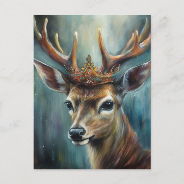 Cartão Postal Um cervo fofo com uma coroa (Frente)