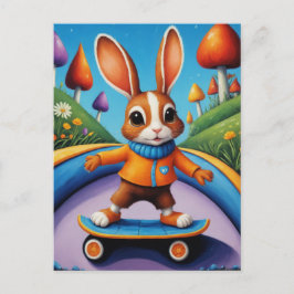 Cartão Postal Um Coelho de Skate
