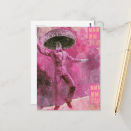 Cartão Postal Um cogumelo dançante retrô rosa bobo