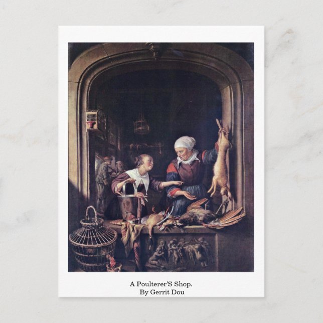 Cartão Postal Um Compro De Poulterer. Por Gerrit Dou (Frente)