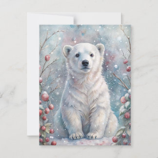 Cartão Postal Um Cubo de Urso Polar no inverno