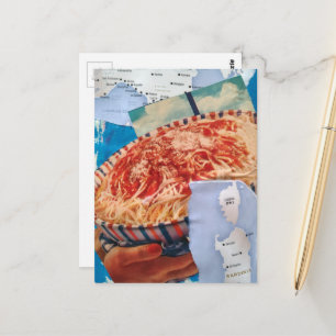 Cartão Postal um Delicioso Tigrado Retro de Espaguete Itália Col