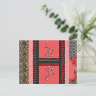 Cartão Postal um design de papel de parede vermelho e preto