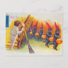 Cartão Postal Um Dia das Bruxas (Gatos Negros)