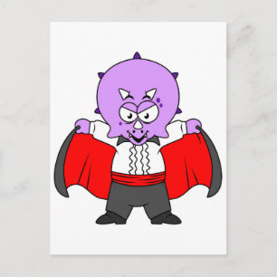 Cartão Postal Um dinossauro Ceratops vestido como Conde Drácula.