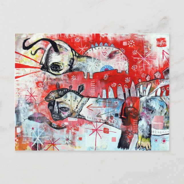 Cartão Postal Um dinossauro com espírito ingênuo embrulhado em c (Frente)