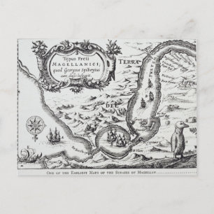 Cartão Postal Um dos primeiros mapas do Magellan