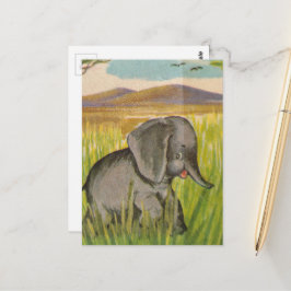 Cartão Postal Um Elefante Bebê Vintage Fofo