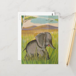 Cartão Postal Um Elefante Bebê Vintage Fofo