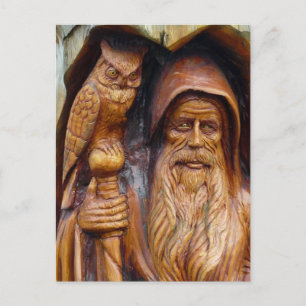 Cartão Postal Um Feiticeiro e Coruja Emerge de Cavern