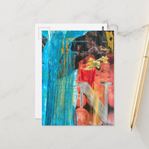 Cartão Postal Um Feliz Casal Antigo Noite de Encontro e Drinks