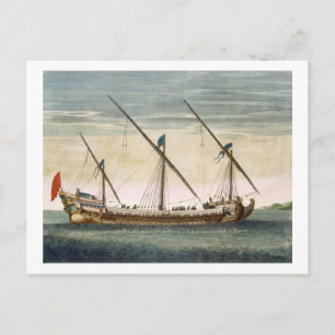 Cartão Postal Um Galleass de três mastros a caminho de um carro