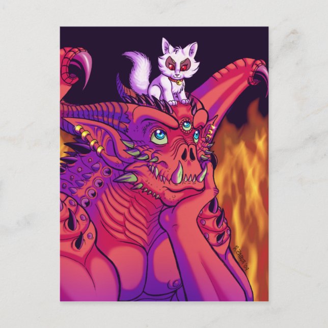 Cartão Postal Um gárgula e seu animal de estimação (Frente)