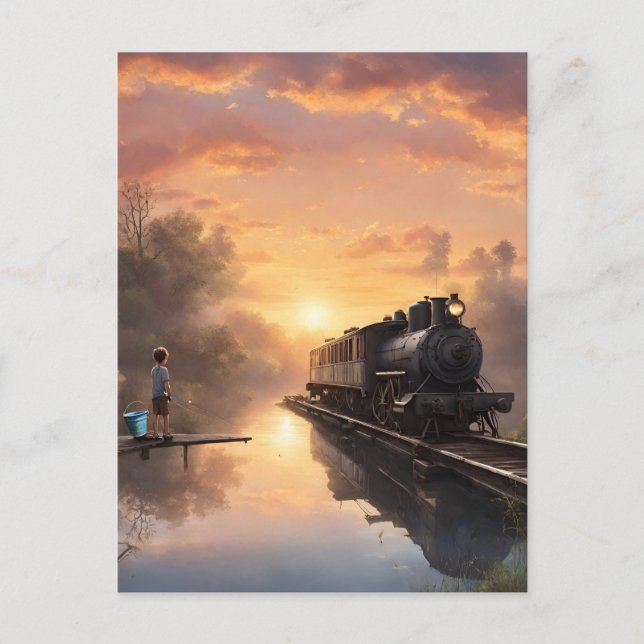 Cartão Postal Um Garoto Pescaria (Frente)