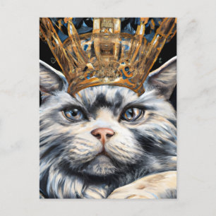 Cartão Postal Um Gato Com uma Coroa
