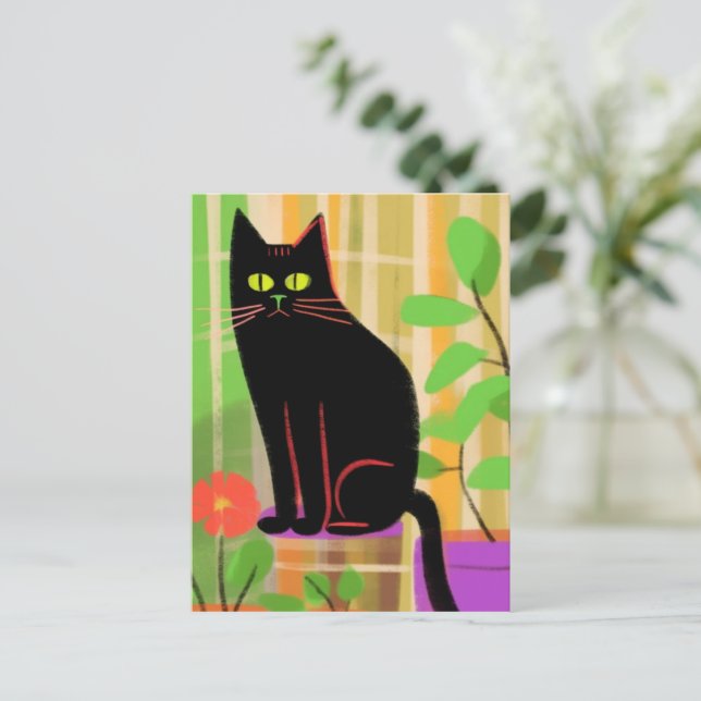 Cartão Postal Um Gato Negro Gato (Em pé/Frente)