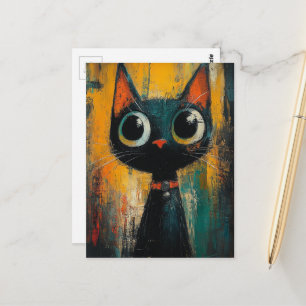 Cartão Postal Um Gato Preto Fofo Adorável