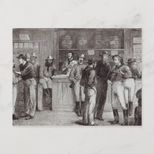 Cartão Postal Um grito geral, dentro de uma taverna bush, 1878
