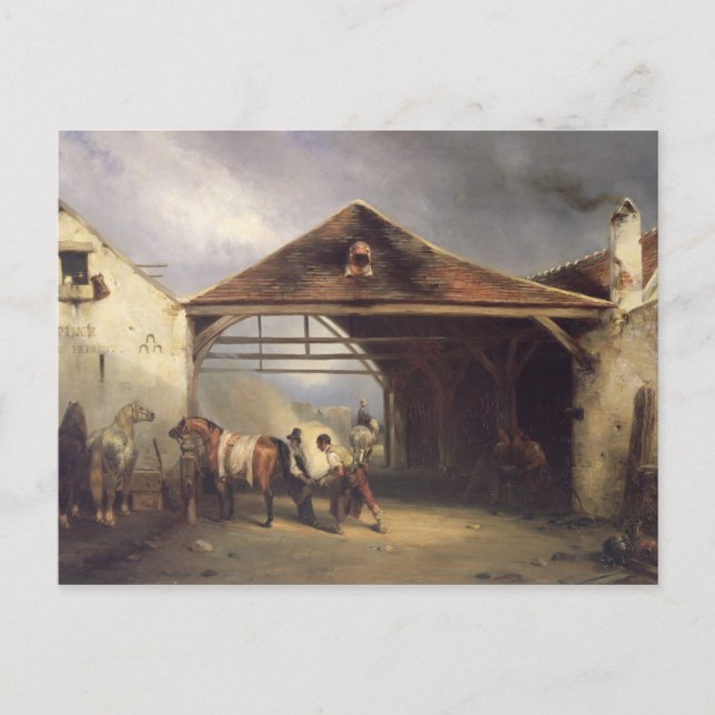 Cartão Postal Um guerreiro atirando um cavalo (Frente)