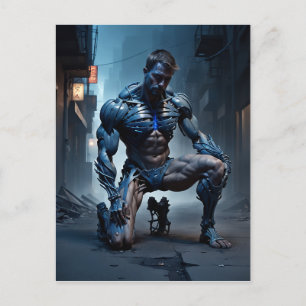 Cartão Postal Um homem musculado com um joelho no chão parece