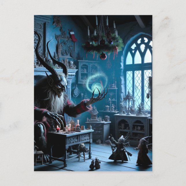 Cartão Postal Um Horror de Natal Krampus AI Gerou Arte (Frente)
