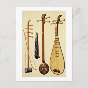 Cartão Postal Um huqin e arco, um sheng, um sanxiano e um pipa, 