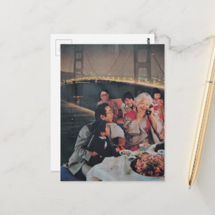 Cartão Postal Um Jantar Cênico Familiar Vintage na Ponte 