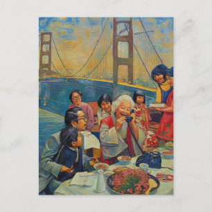 Cartão Postal Um Jantar Pitoresco na Ponte