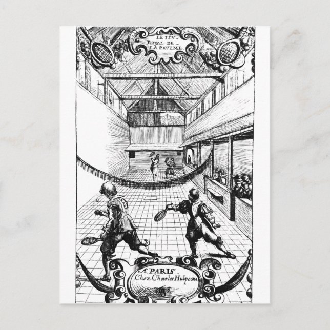 Cartão Postal Um jogo real de Tênis no Jeu de Paume (Frente)