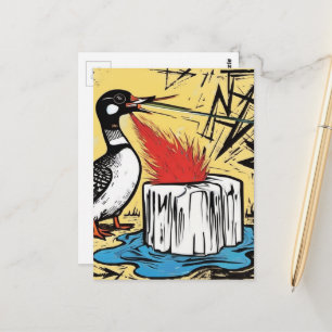 Cartão Postal Um Loon de Minnesota Irritado Derretendo Gelo com