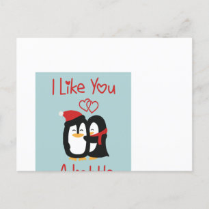 Cartão Postal um Lottle Penguins Fofos Aniversário de Casamento