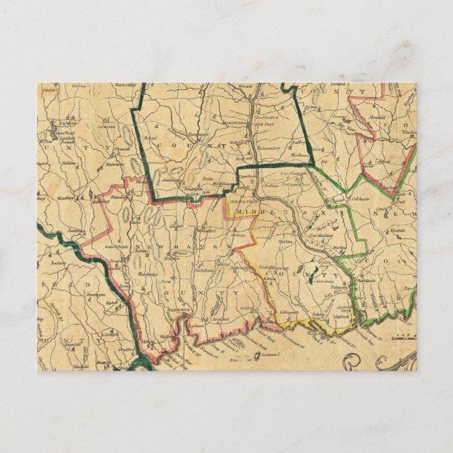 Cartão Postal Um Mapa Correto de Connecticut (Frente)